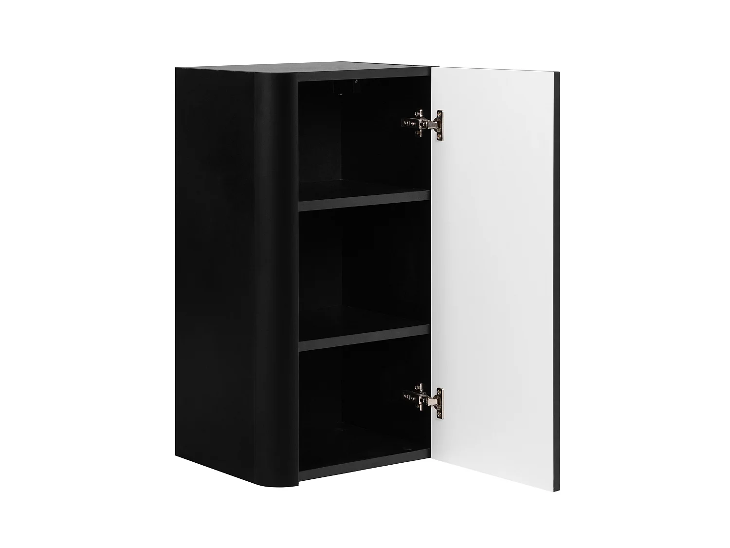 Hangende badkamerkast, halfhoge kolomkast met deur, 3 legplanken, Zwart, 35 x 68 x 30 cm