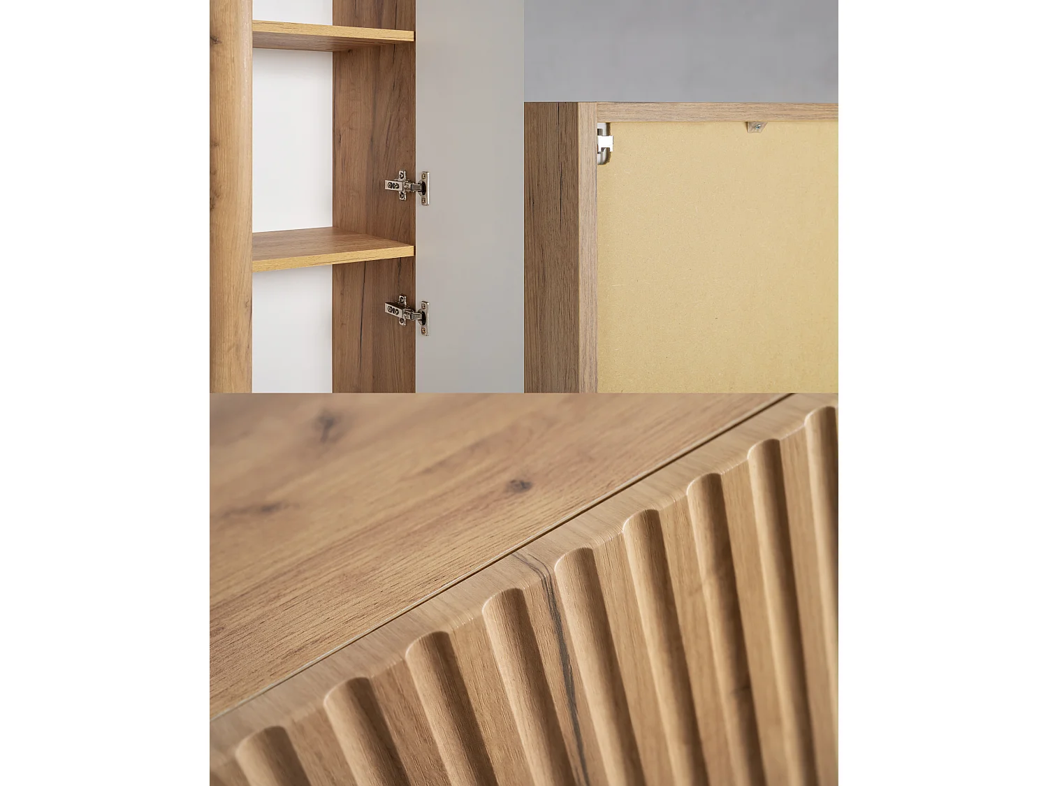 Hangende badkamerkast, halfhoge kolomkast met deur, 3 legplanken, Craft eiken, 35 x 68 x 30 cm