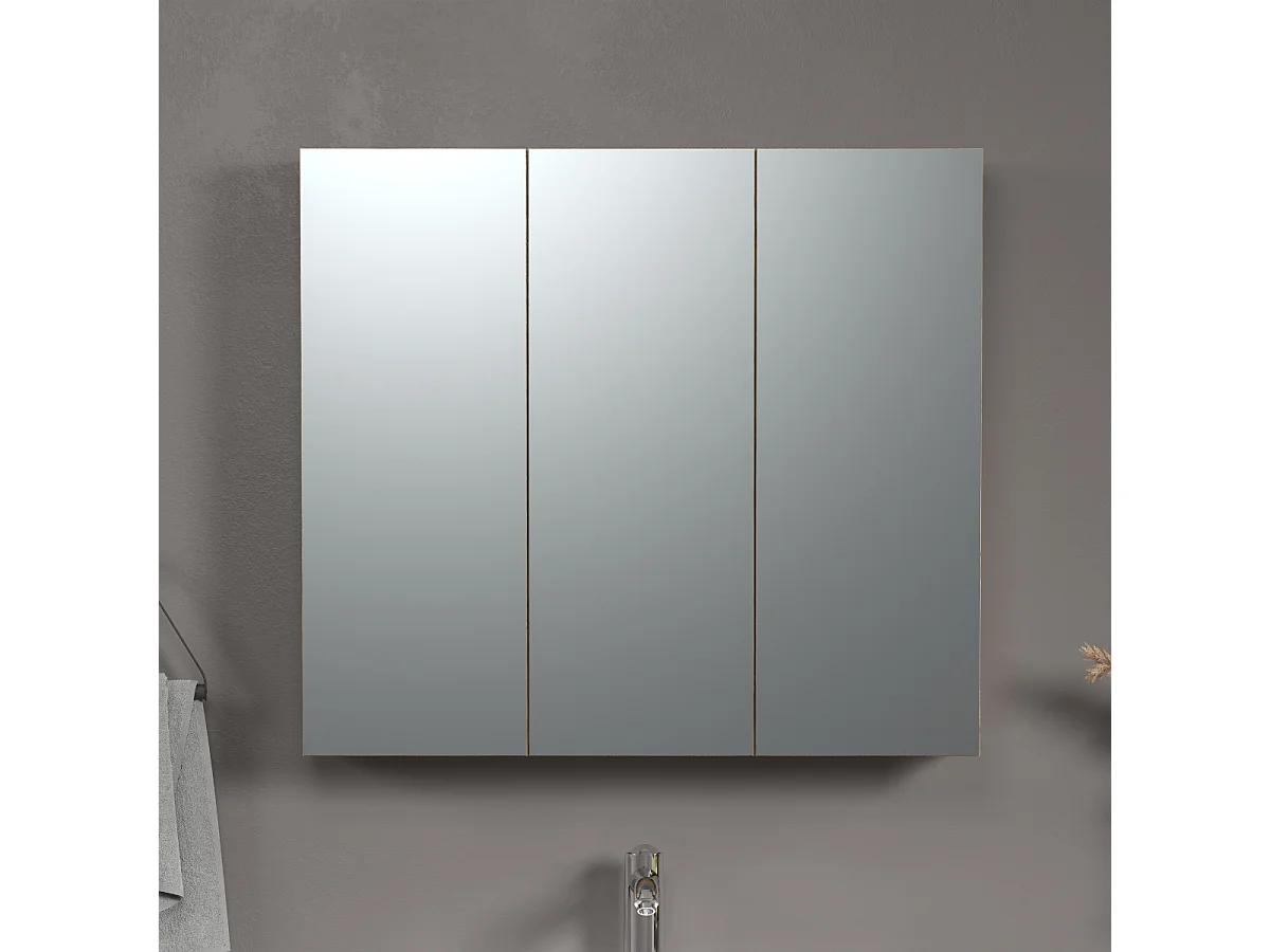 Badkamerkast met spiegel en 3 deuren L90 cm - PUREBLISS