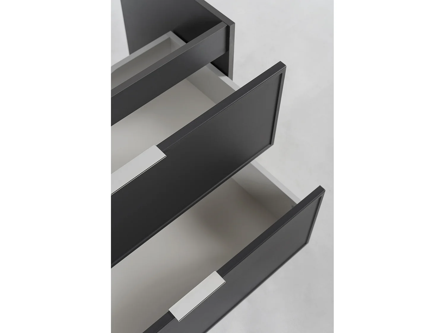 Mueble de baño suspendido 60 con cajones, color gris oscuro + encimera en gris oscuro, con tiradores, 60 x 46 x 58,6 cm