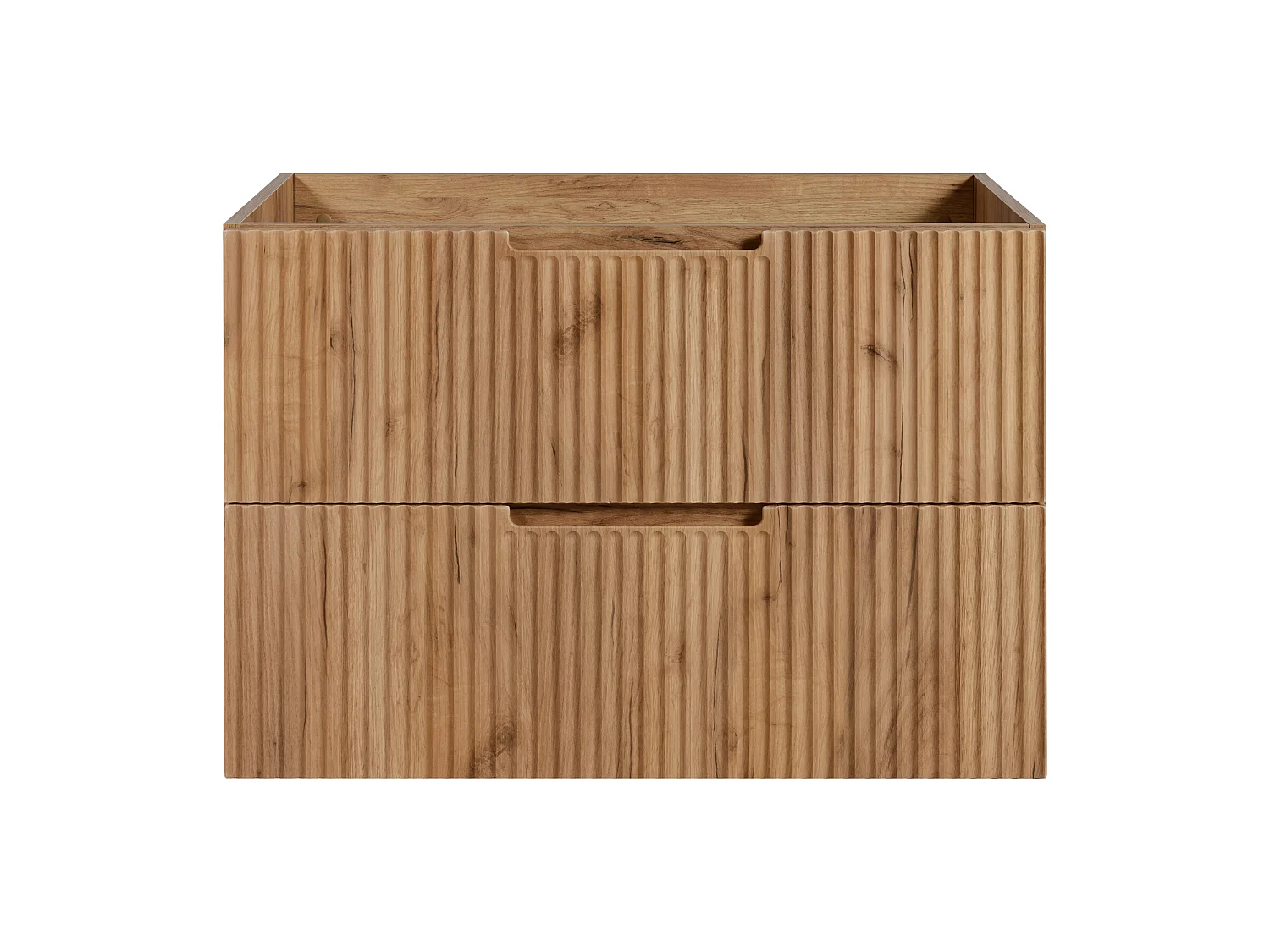 Væghængt badeværelsesskab 80 med skuffer, korpus: craft eg + bordplade: craft eg, med greb, 80 x 46 x 58,6 cm