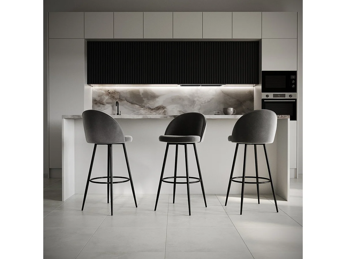 Lot de 2 chaises de bar velours L52 cm - HOUNDI