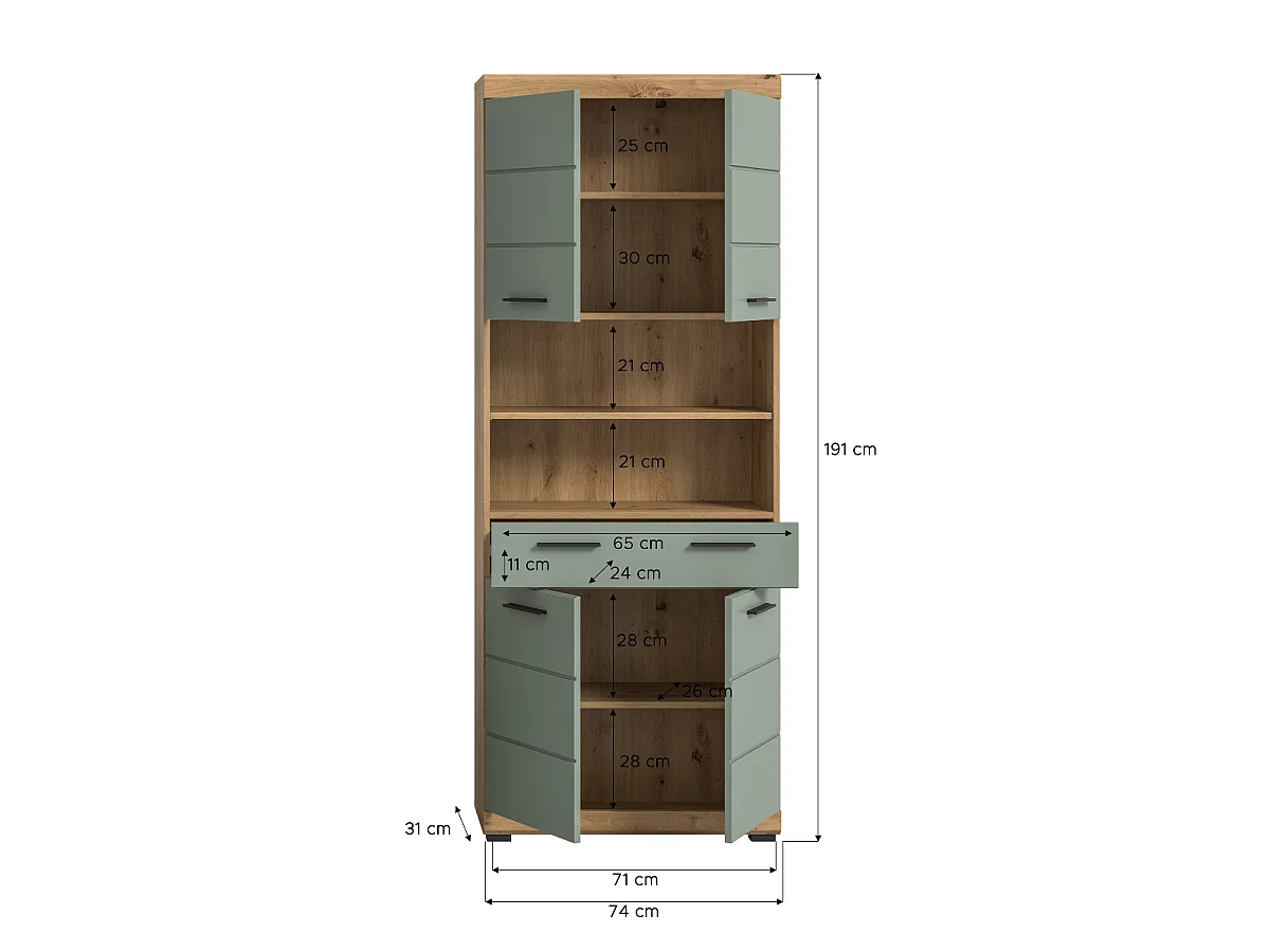 Coluna de casa de banho dupla com 4 portas e 1 gaveta A191 cm - GIO