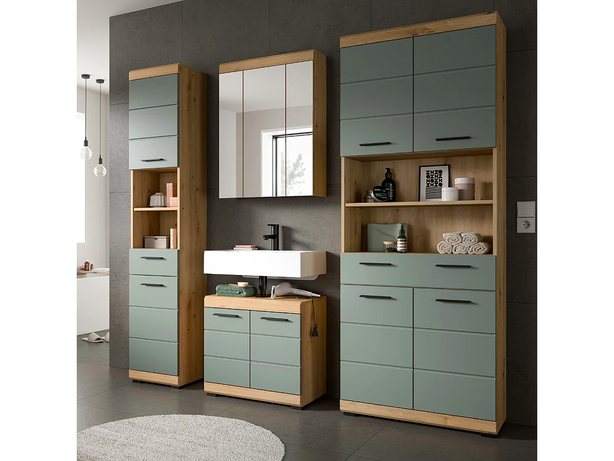 Coluna de casa de banho dupla com 4 portas e 1 gaveta A191 cm - GIO