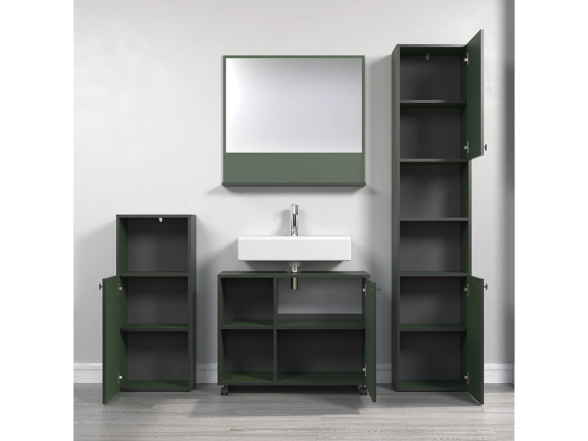 Miroir mural avec 1 tablette L80 cm - PUREBLISS