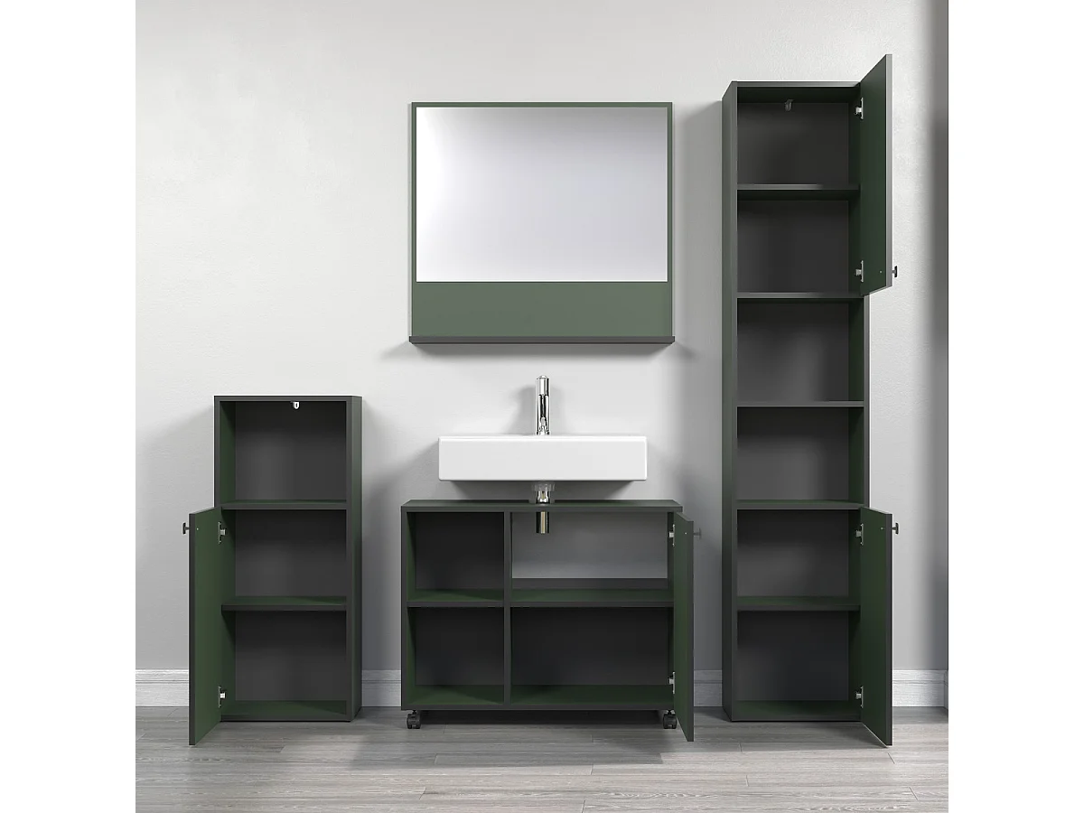Miroir mural avec 1 tablette L80 cm - PUREBLISS