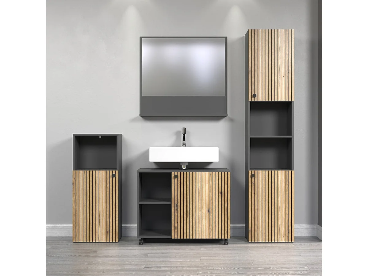 Wandspiegel met 1 plank L80 cm - PUREBLISS