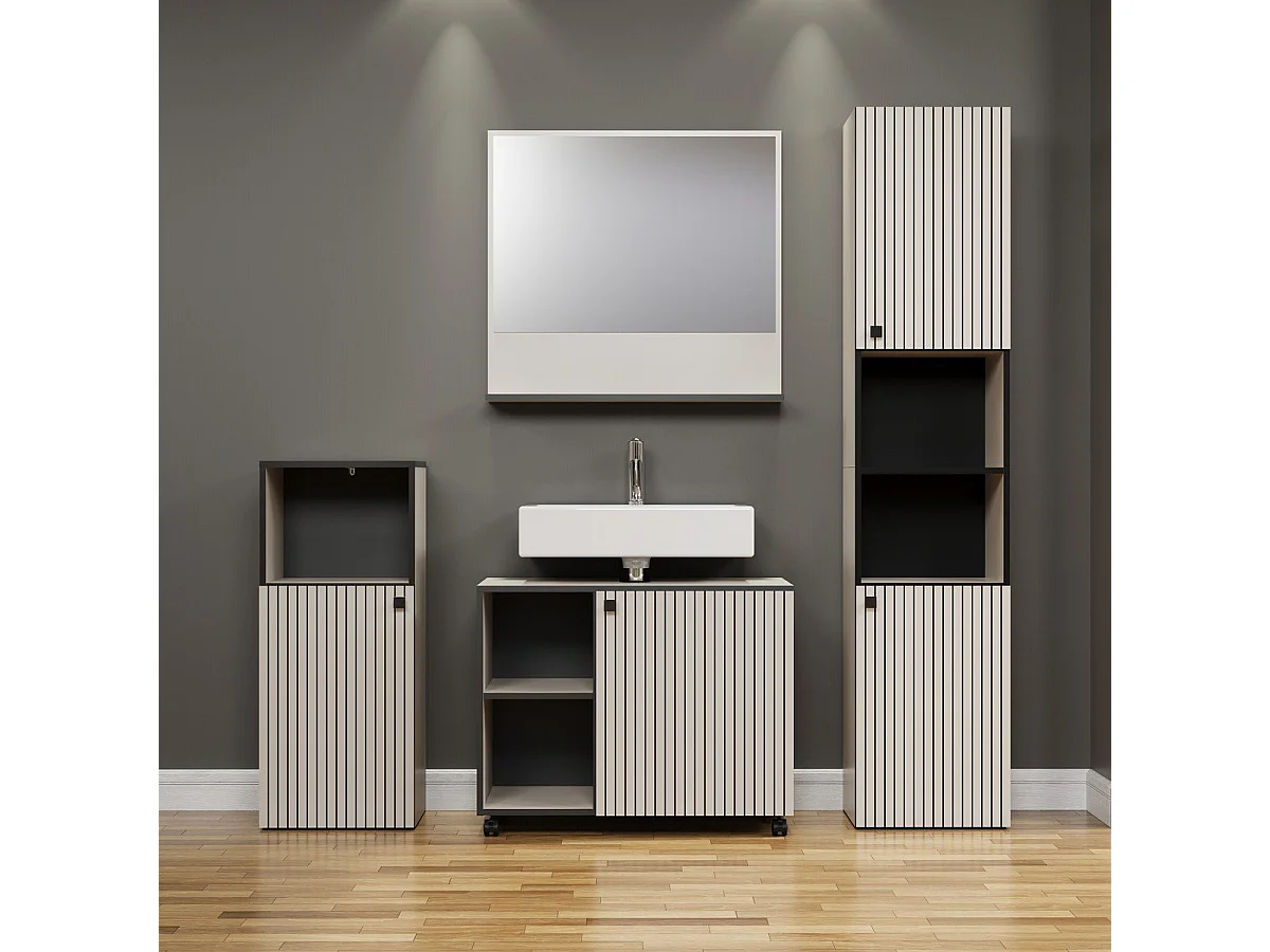 Wandspiegel met 1 plank L80 cm - PUREBLISS