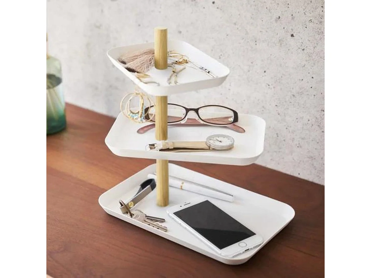 Présentoir à bijoux 3 étages avec plateaux rotatifs H25,5 cm