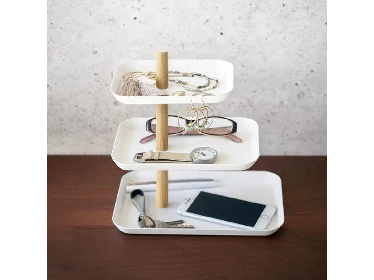 Présentoir à bijoux 3 étages avec plateaux rotatifs H25,5 cm