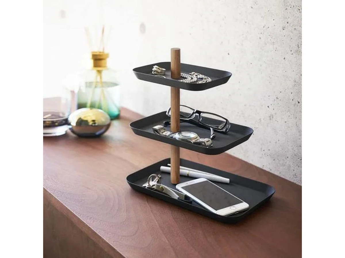 Présentoir à bijoux 3 étages avec plateaux rotatifs H25,5 cm