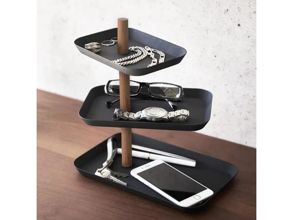 Présentoir à bijoux 3 étages avec plateaux rotatifs H25,5 cm