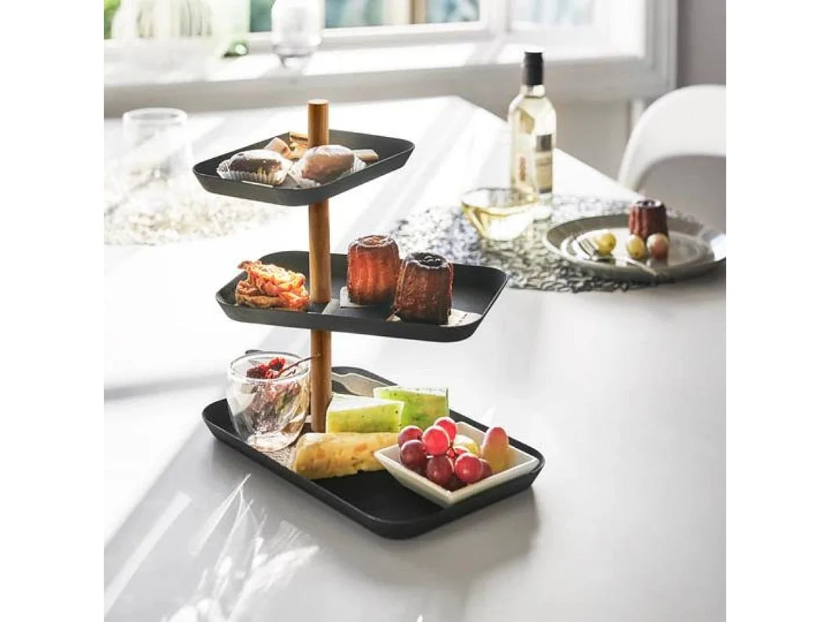 Présentoir à bijoux 3 étages avec plateaux rotatifs H25,5 cm