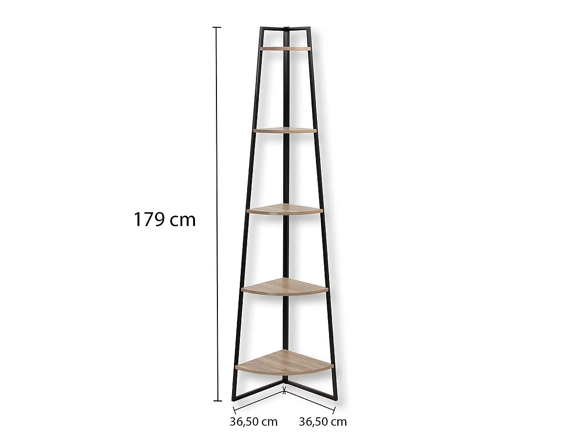 Étagère d'angle 5 étages Décor Bois H180 cm LEXIE