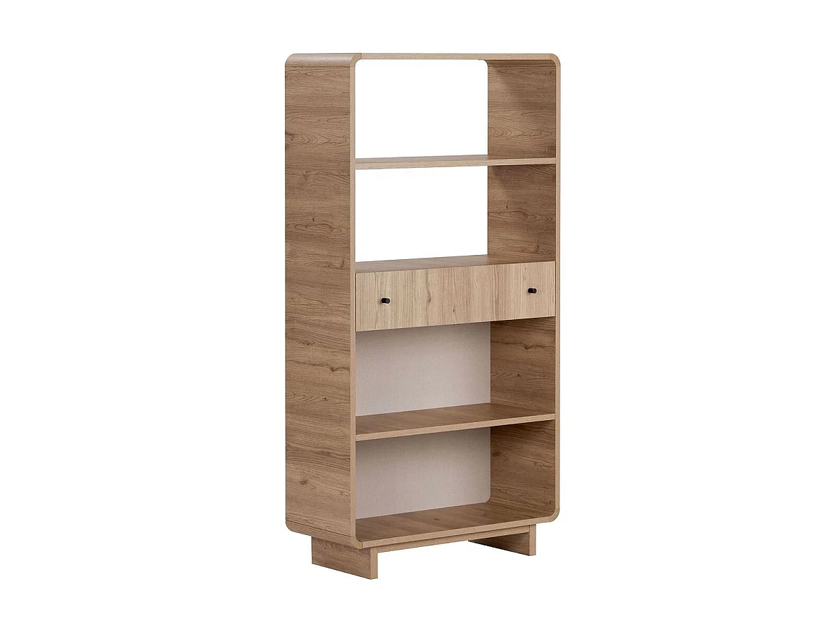 Etagère 1 tiroir, 4 niches ouvertes avec bords arrondis H154 cm - CELENA