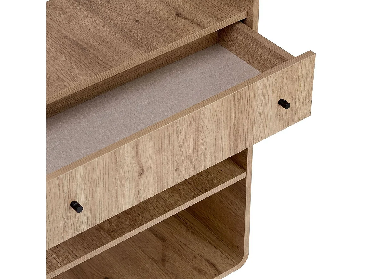 Etagère 1 tiroir, 4 niches ouvertes avec bords arrondis H154 cm - CELENA