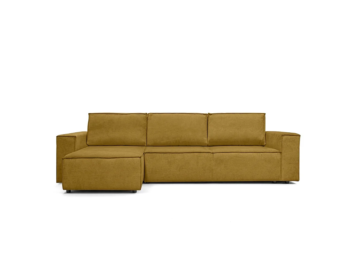 Canapé d'angle convertible réversible 5 places avec coffre de rangement en tissu chenille bronze - Harper