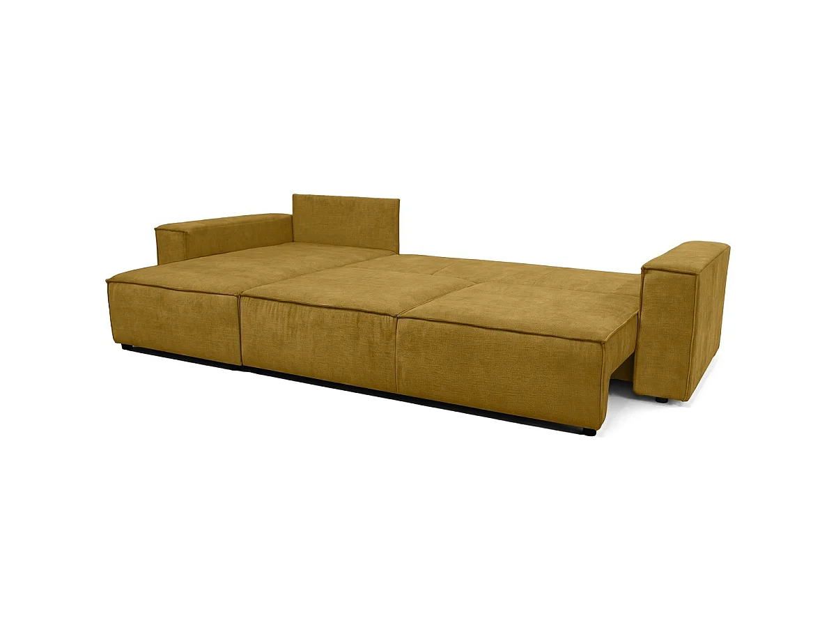 Canapé d'angle convertible réversible 5 places avec coffre de rangement en tissu chenille bronze - Harper