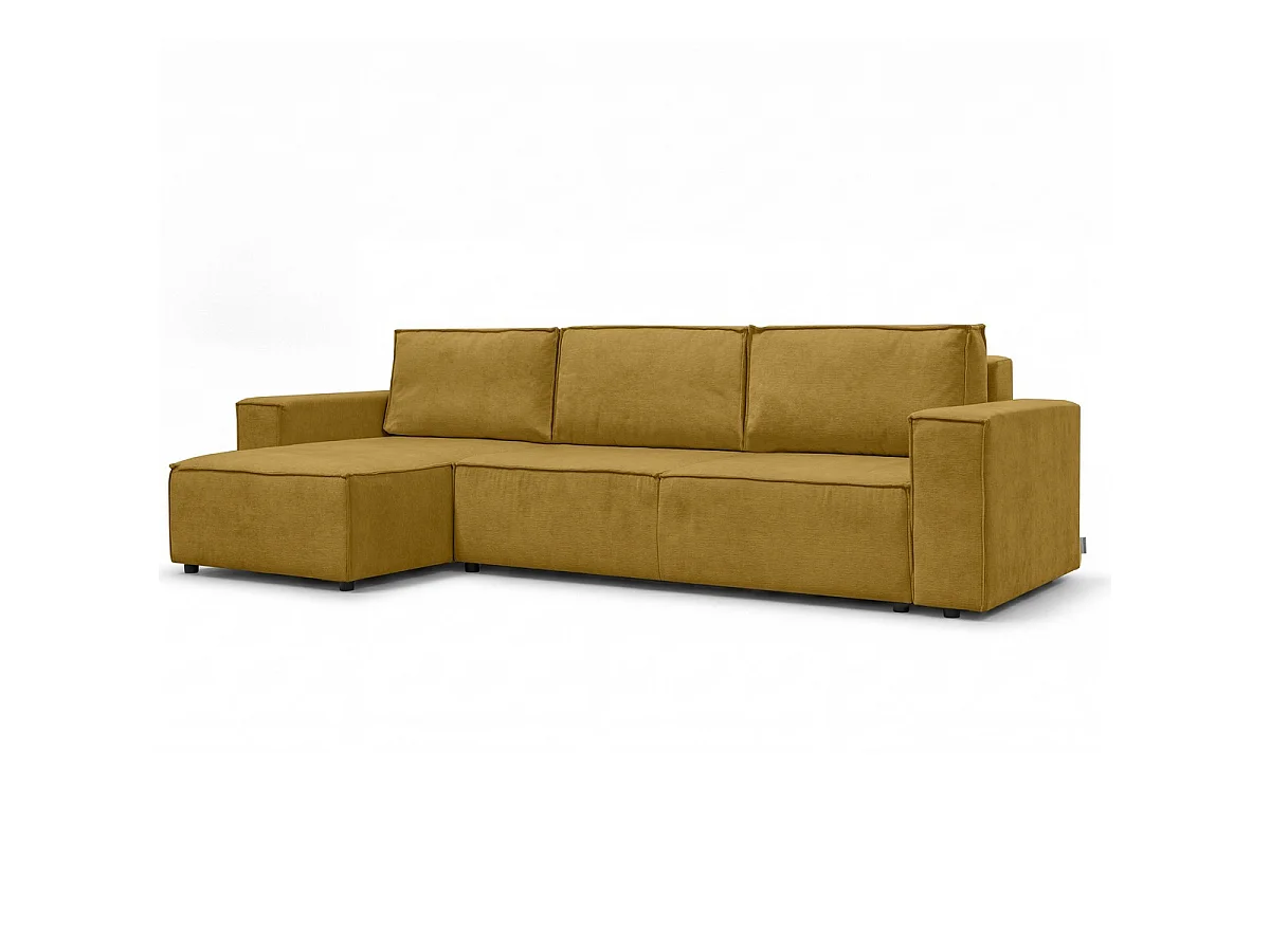Canapé d'angle convertible réversible 5 places avec coffre de rangement en tissu chenille bronze - Harper