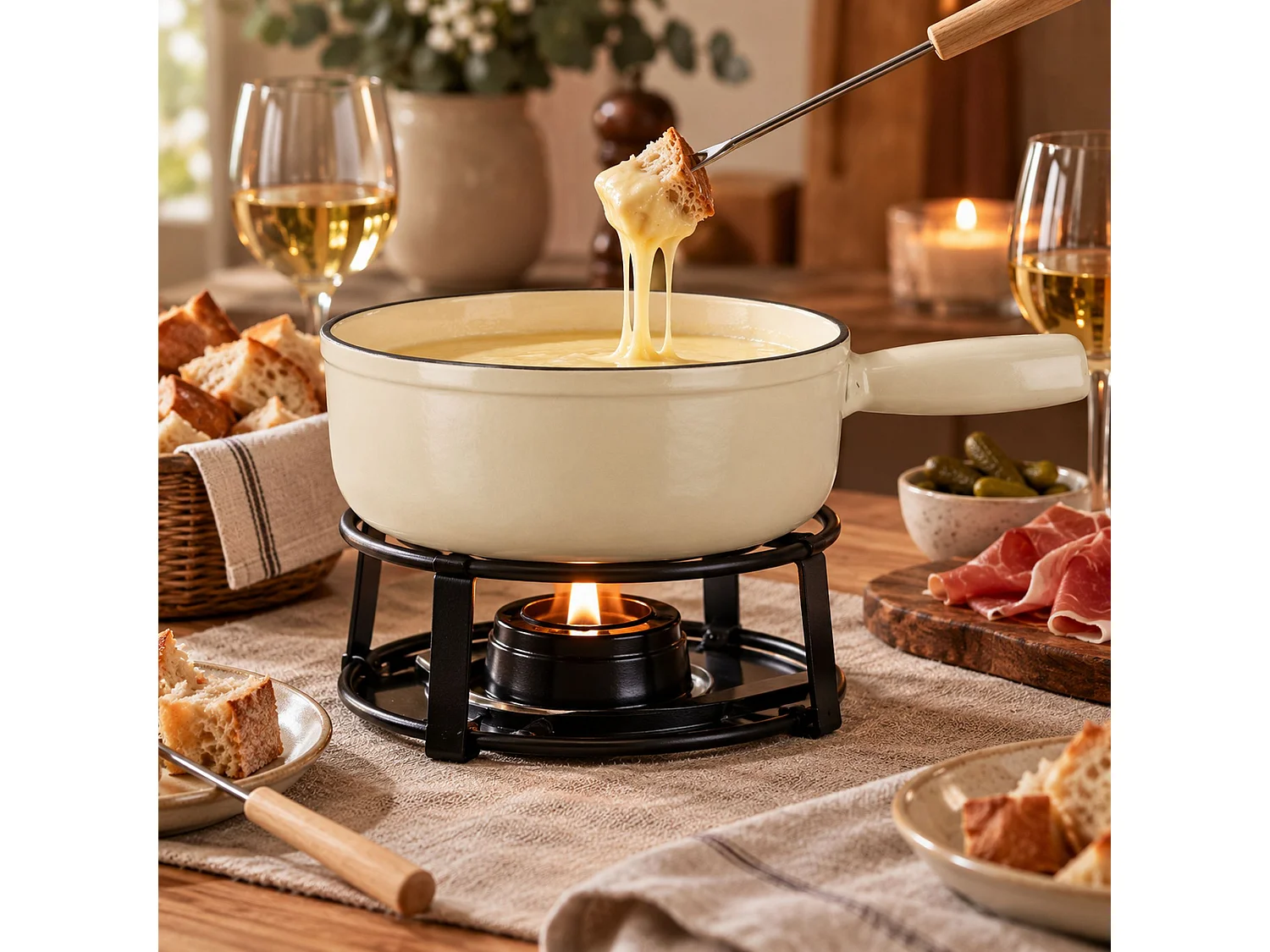 Menastyl - Caquelon Montagne 1.9l En Fonte Creme