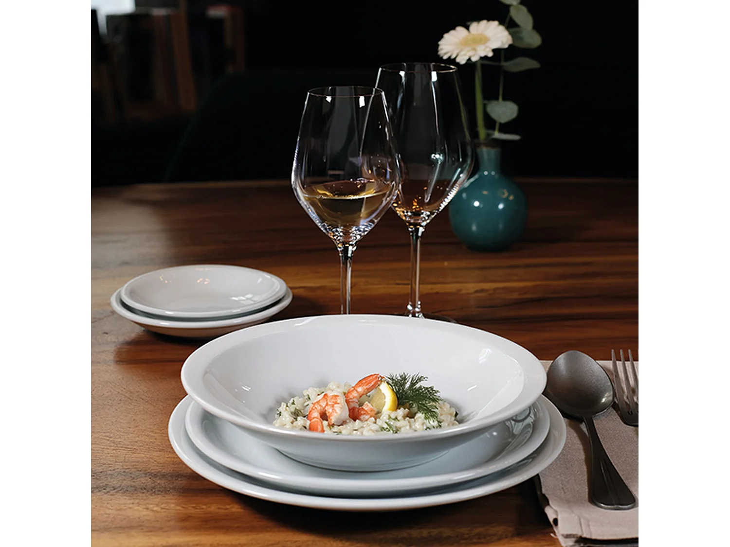 Ogo Living - Lot 6 Assiettes Plates Omega 22cm En Porcelaine Blanche