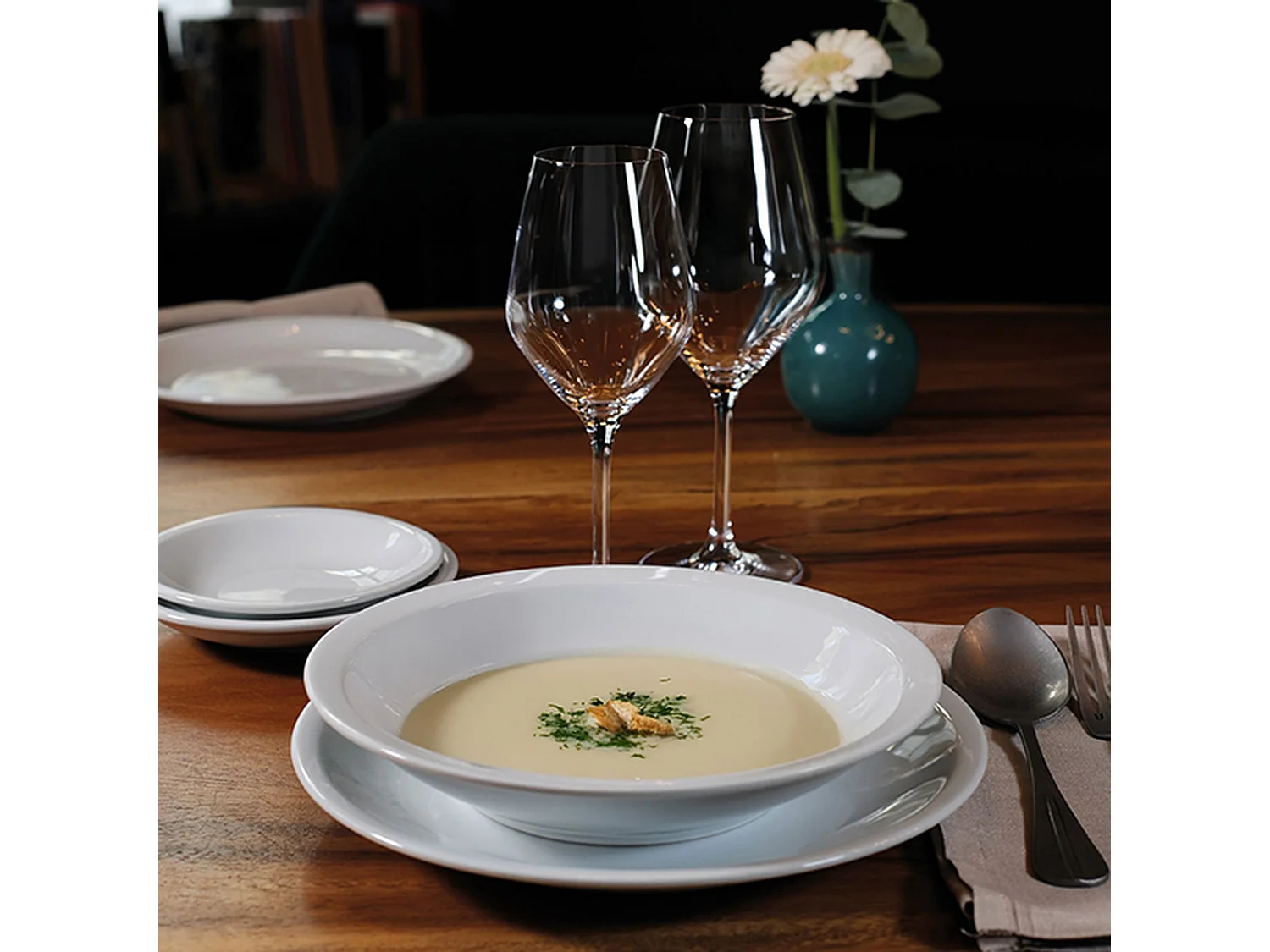 Ogo Living - Lot 6 Assiettes Creuses Omega 20cm En Porcelaine Blanche