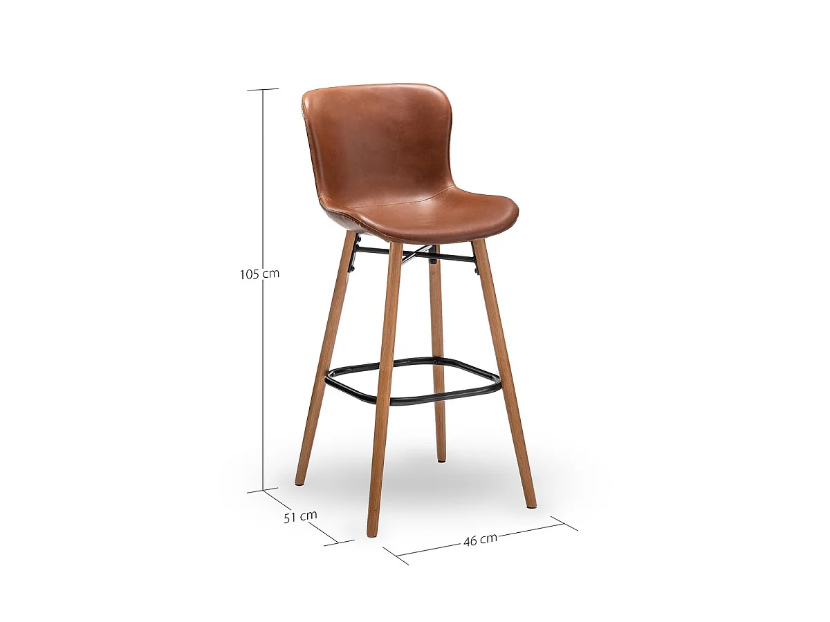 2er-Set Barhocker braun L51 cm - LOFT