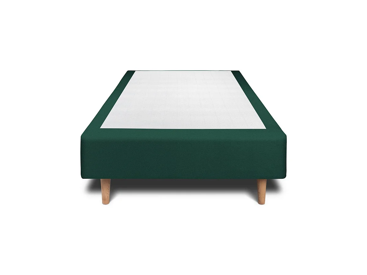 Lit 90x200cm avec tête de lit tapissier velours et sommier tapissier vert - Hauteur totale : 35cm