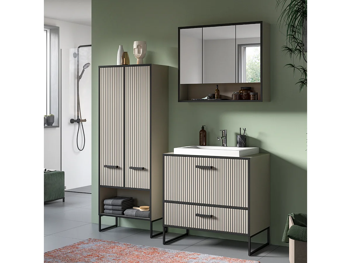 Coluna de casa de banho 2 portas 2 nichos caxemira A159 cm - AURA