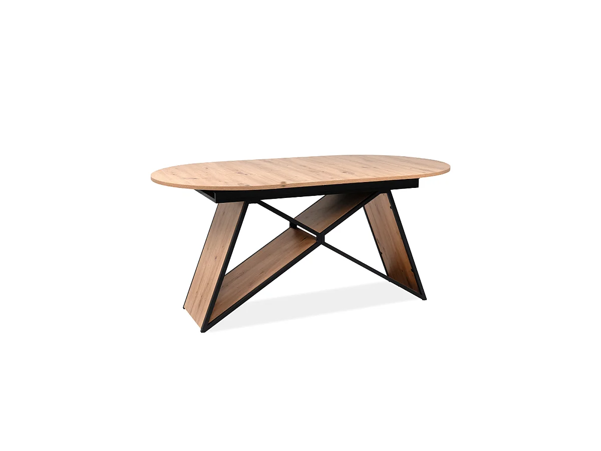 Table à manger extensible L160-200 cm décor chêne et noir TILIA