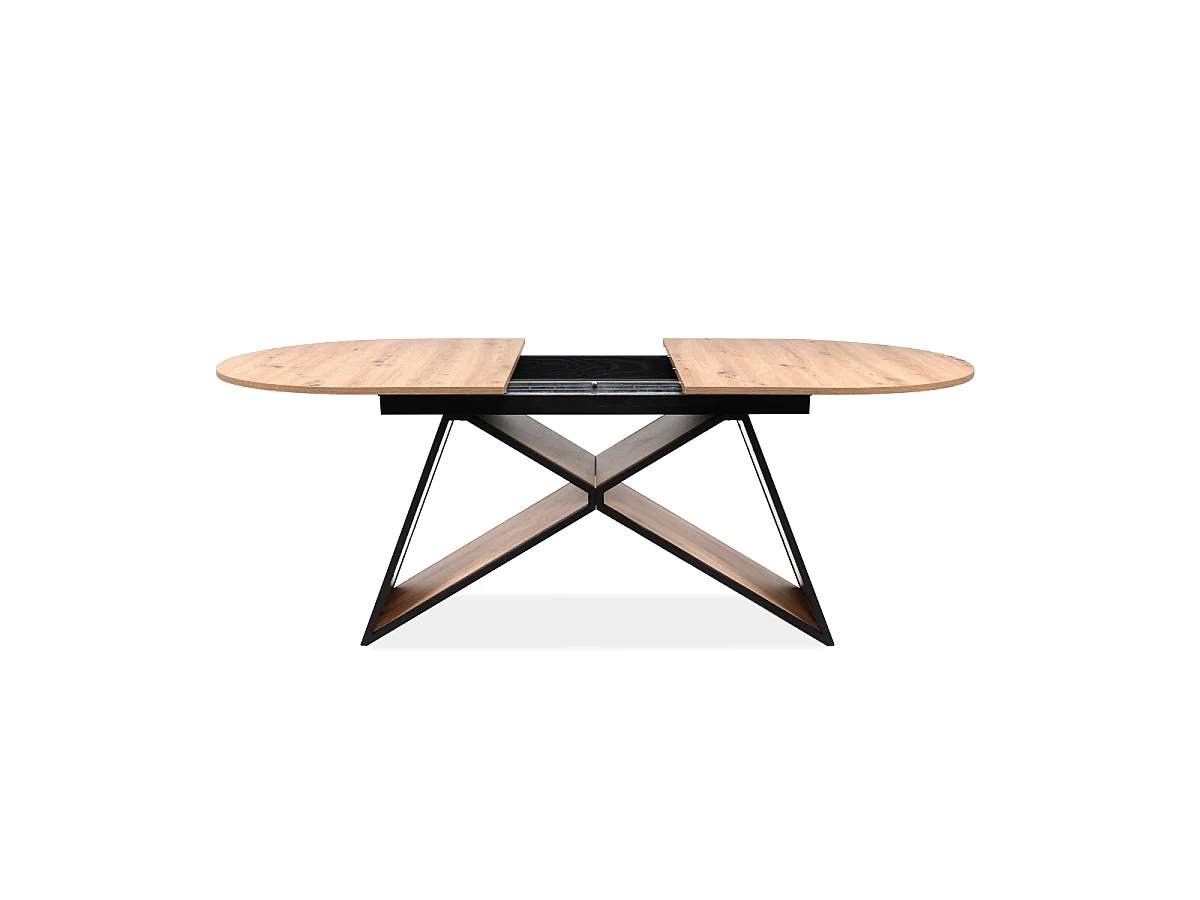 Table à manger extensible L160-200 cm décor chêne et noir TILIA