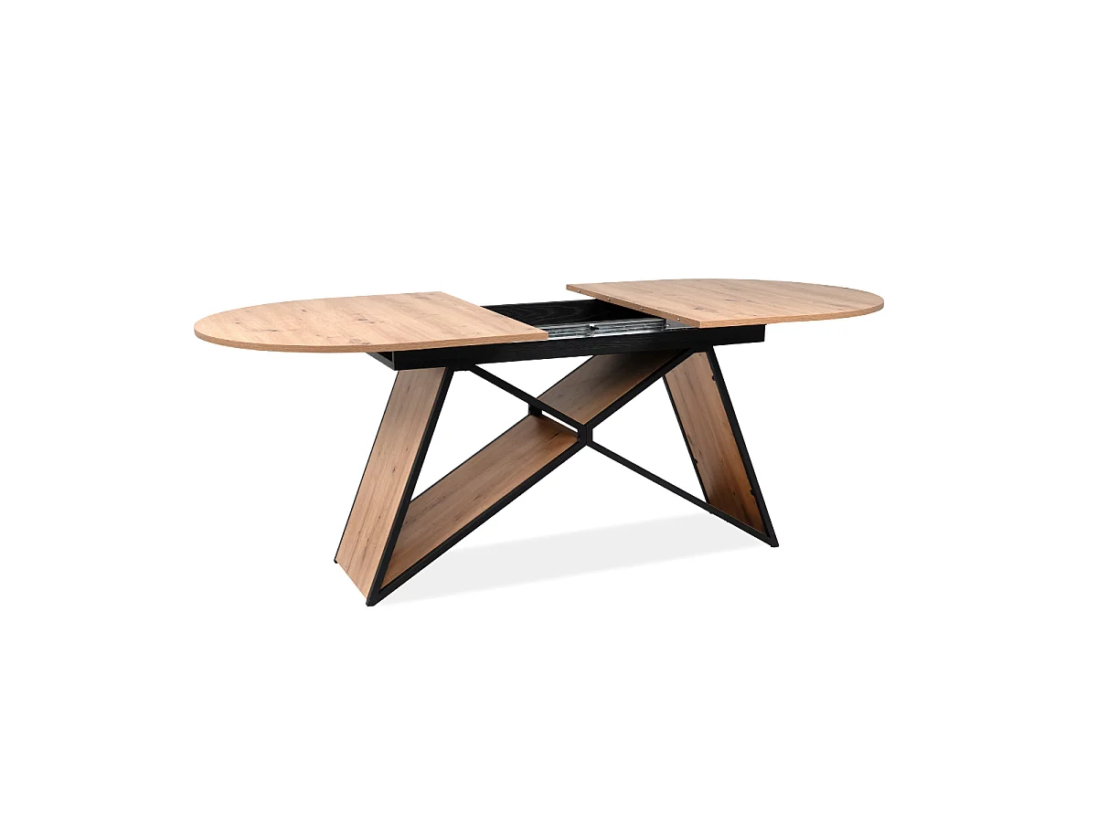 Table à manger extensible L160-200 cm décor chêne et noir TILIA