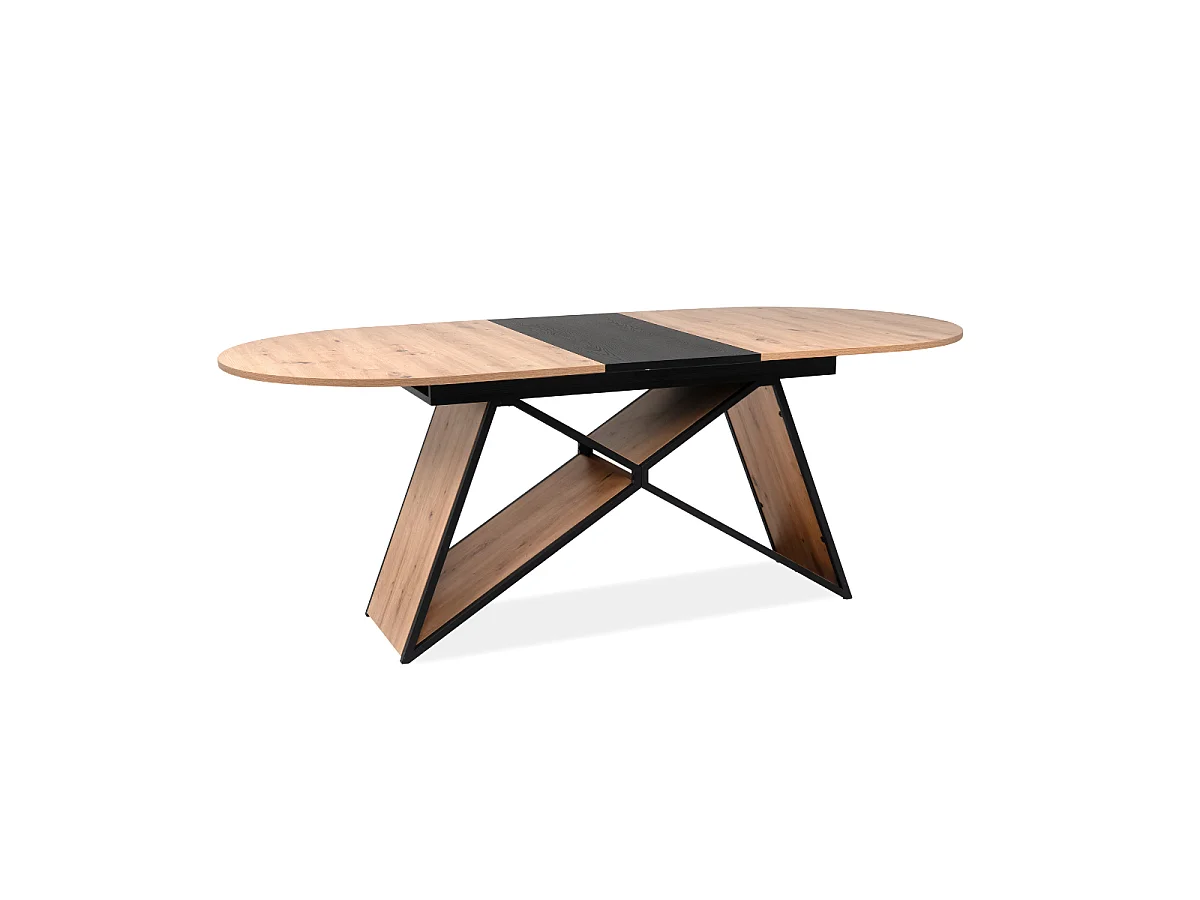 Table à manger extensible L160-200 cm décor chêne et noir TILIA