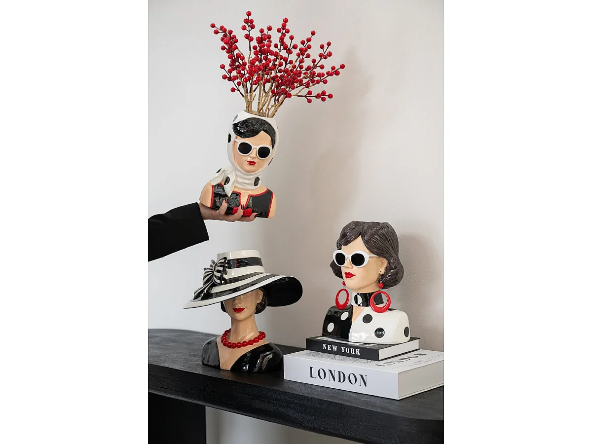 Vase Buste Femme Boucles "Wilma" 28cm Multicolore
