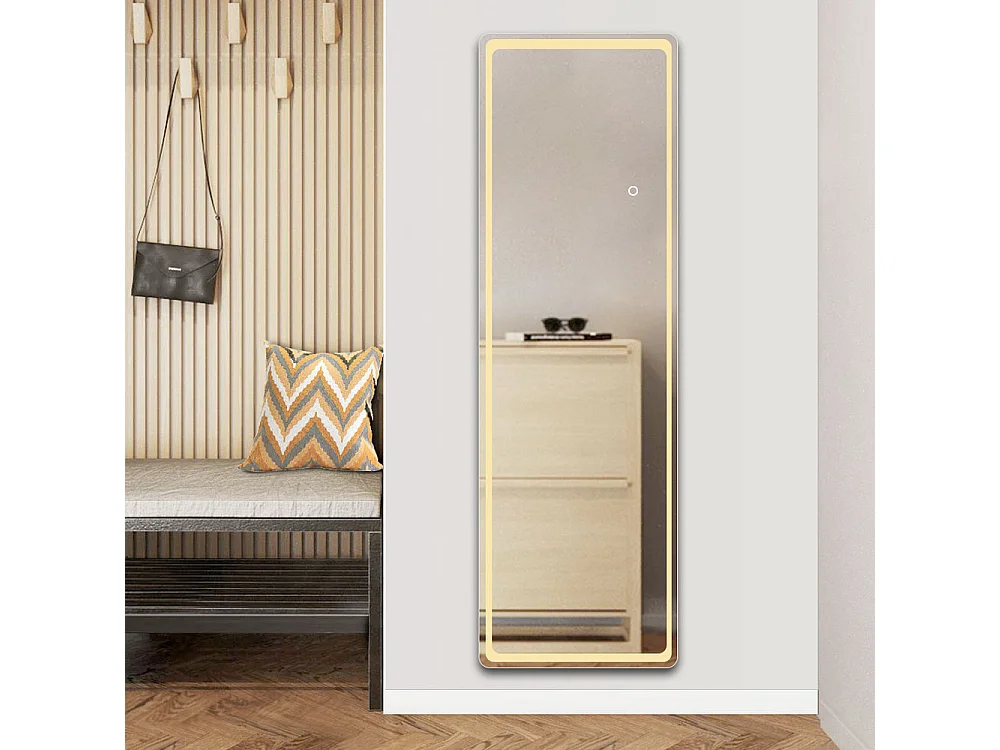 AICA 150x40cm Miroir pleine longueur LED , 3 Couleurs, Dimmable, Fonction Mémoire, Cadre écologique, à suspendre ou à poser