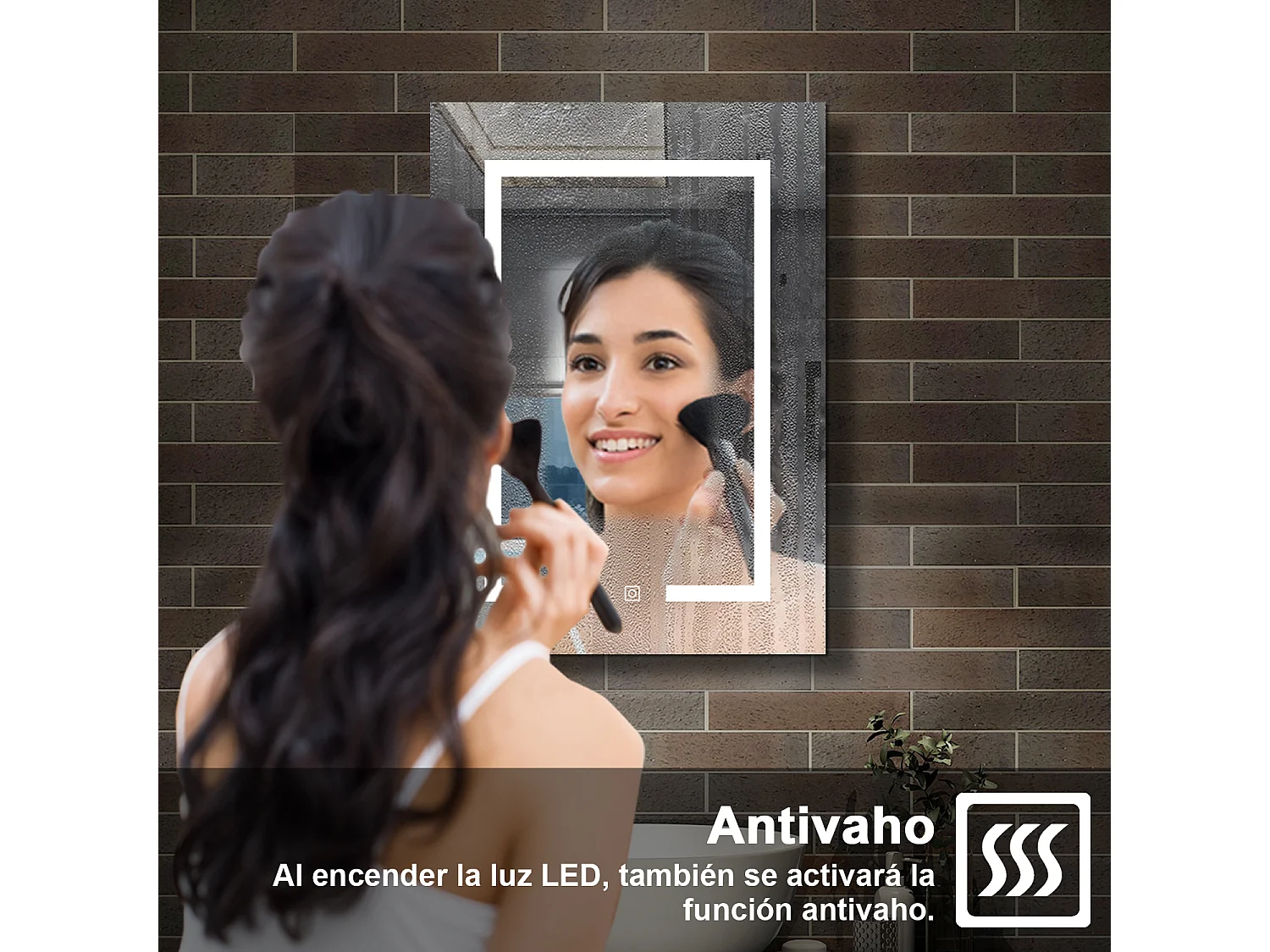 Armario con espejo para baño 700 x 400 x 130 mm Con 3 estantes, luz led con 3 colores, antivaho y brillo ajustable