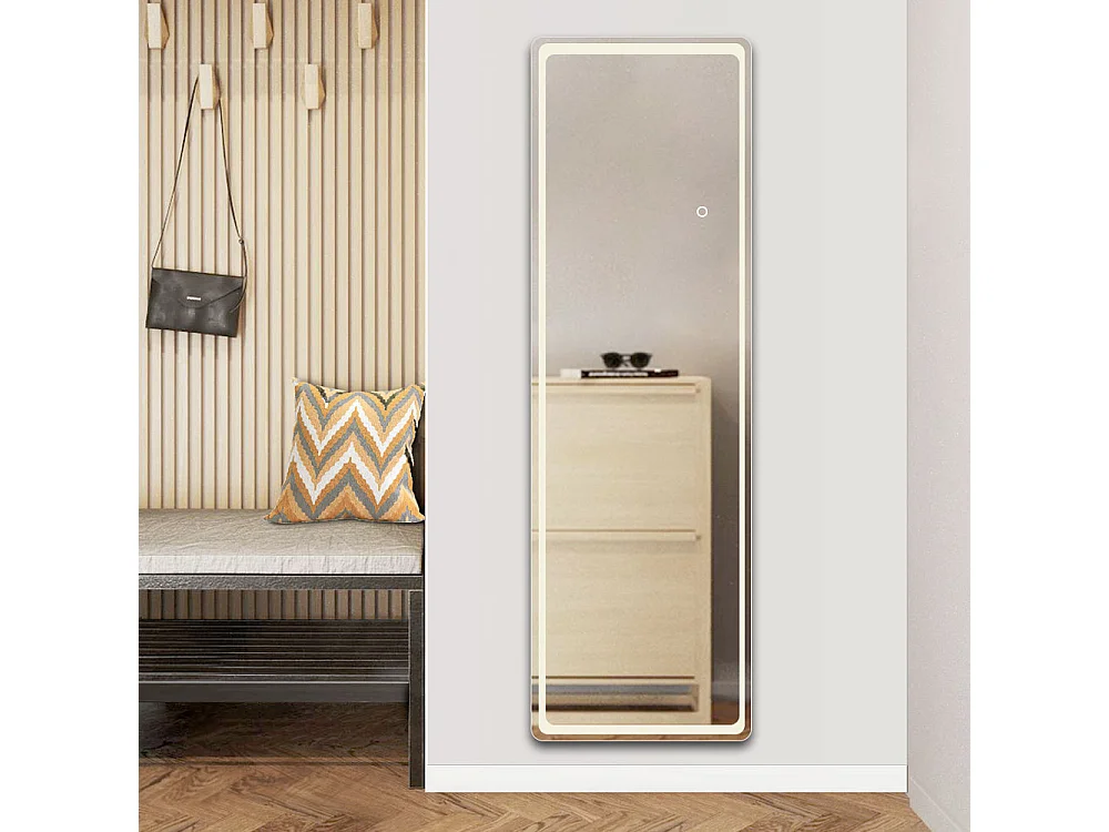 AICA 160x40cm Miroir pleine longueur LED , 3 Couleurs, Dimmable, Fonction Mémoire, Cadre écologique, à suspendre ou à poser