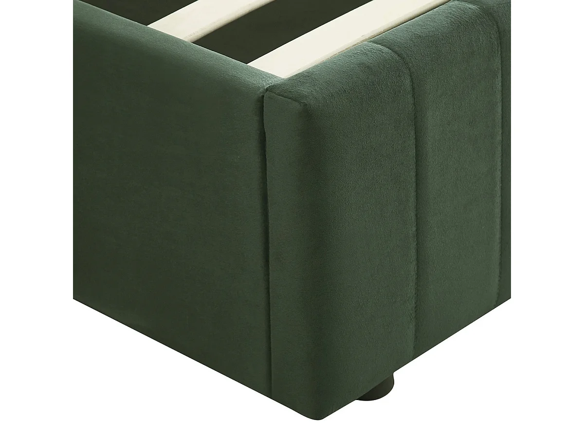 Ensemble Lit coffre adulte 140x190cm avec tête de lit en velours vert kaki - Ava + Matelas ressorts ensachés - Spring Elite