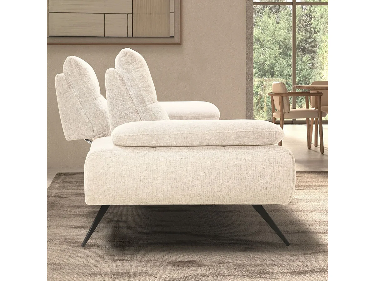 Canapé 3 places dossiers réglables en profondeur tissu crème - SENARIO