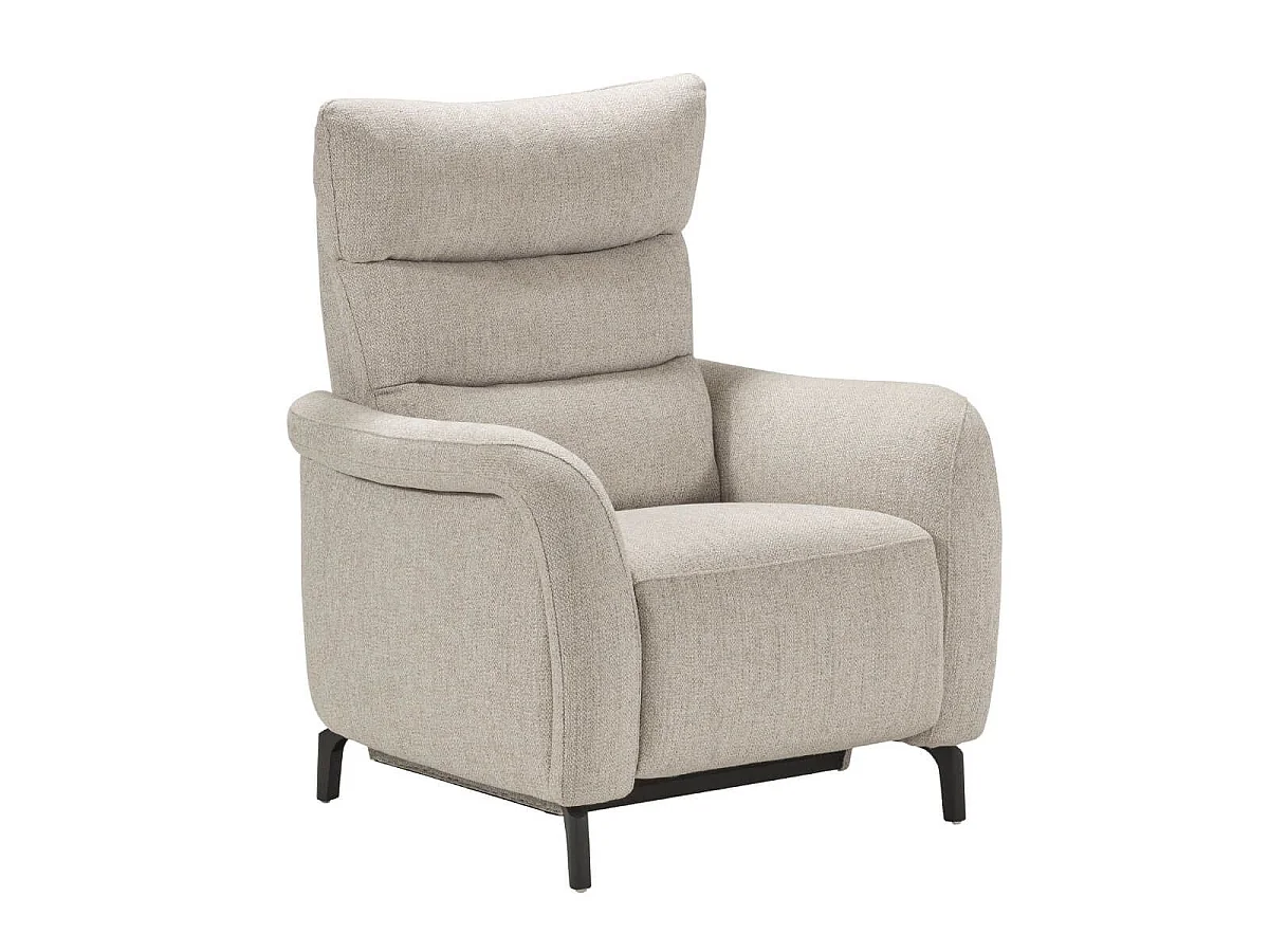 Ensemble Canapés 3P relax élec + fauteuil fixe tissu beige - VARENNE