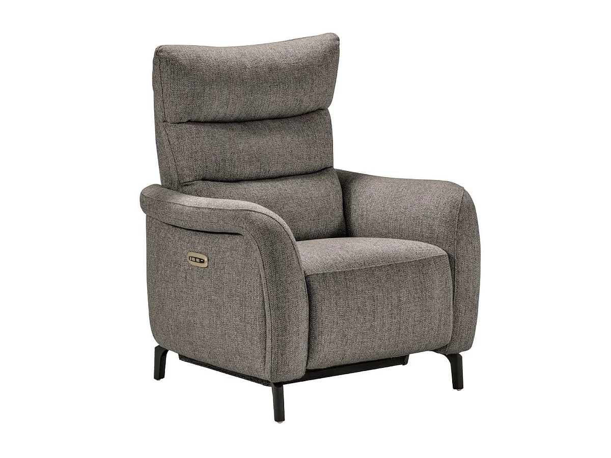Ensemble Canapés 3P relax élec + fauteuil élec tissu gris - VARENNE