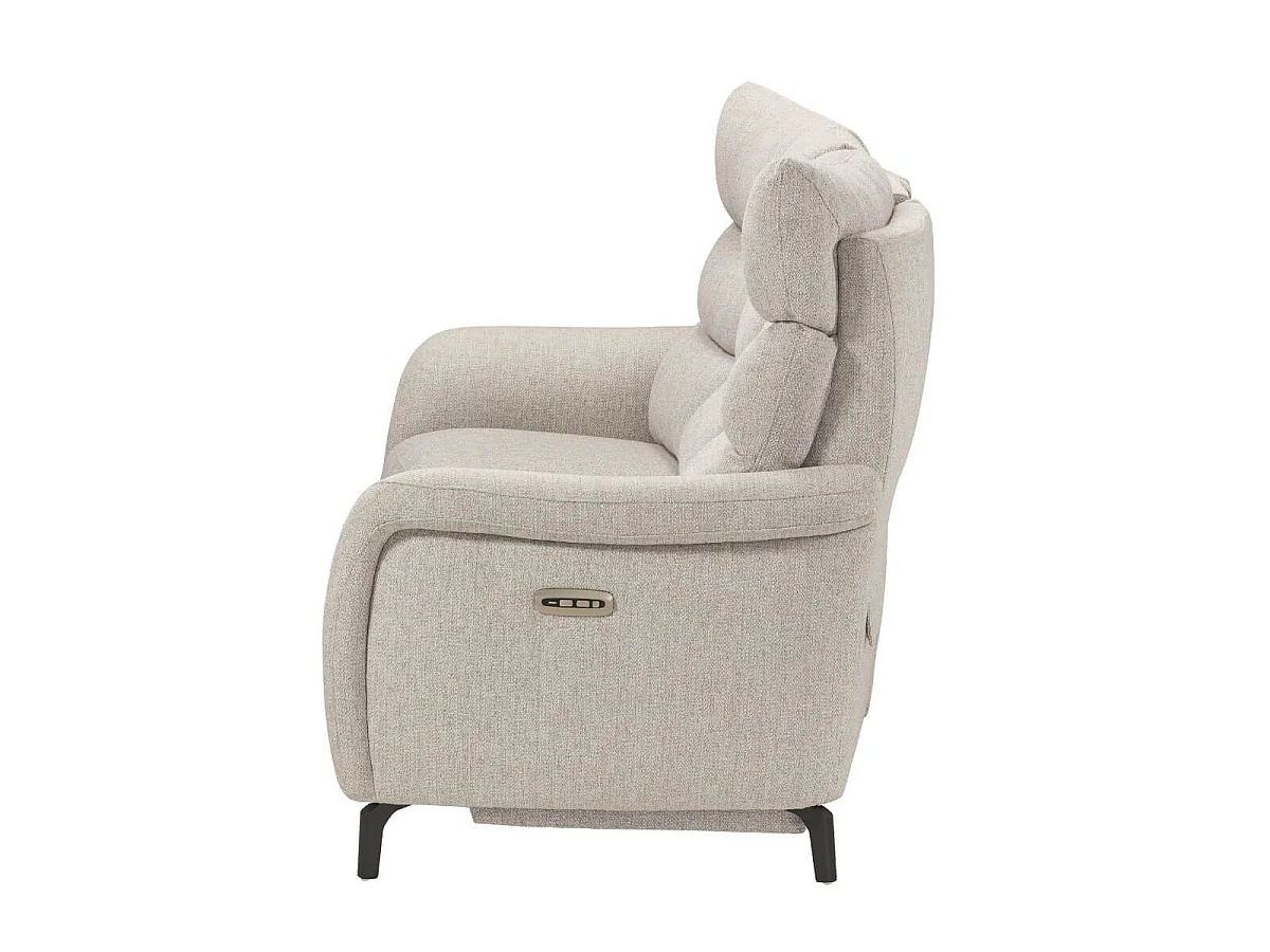 Canapé 3P relax électrique avec tablette centrale tissu beige chiné - VARENNE