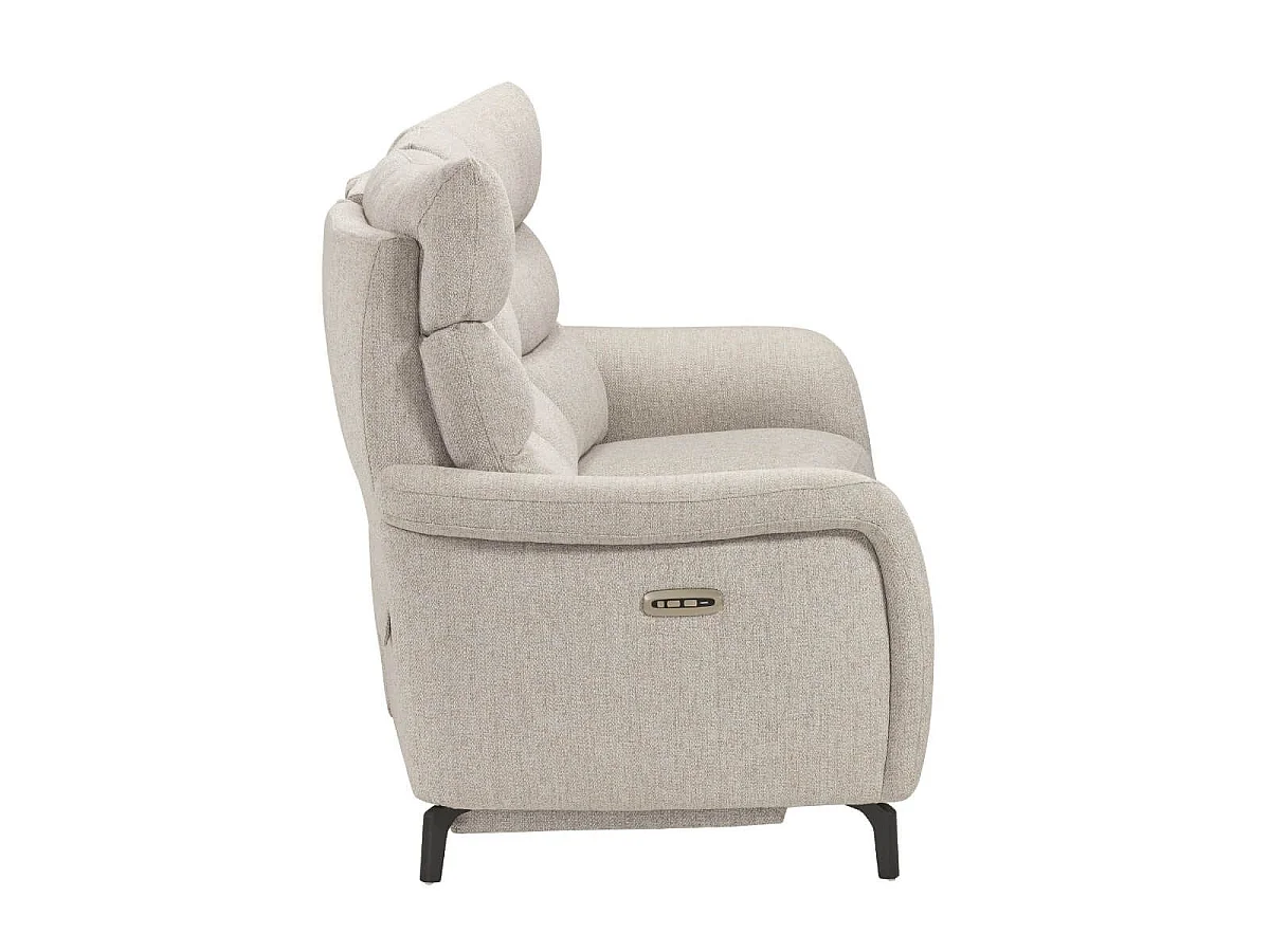 Canapé 3P relax électrique avec tablette centrale tissu beige chiné - VARENNE