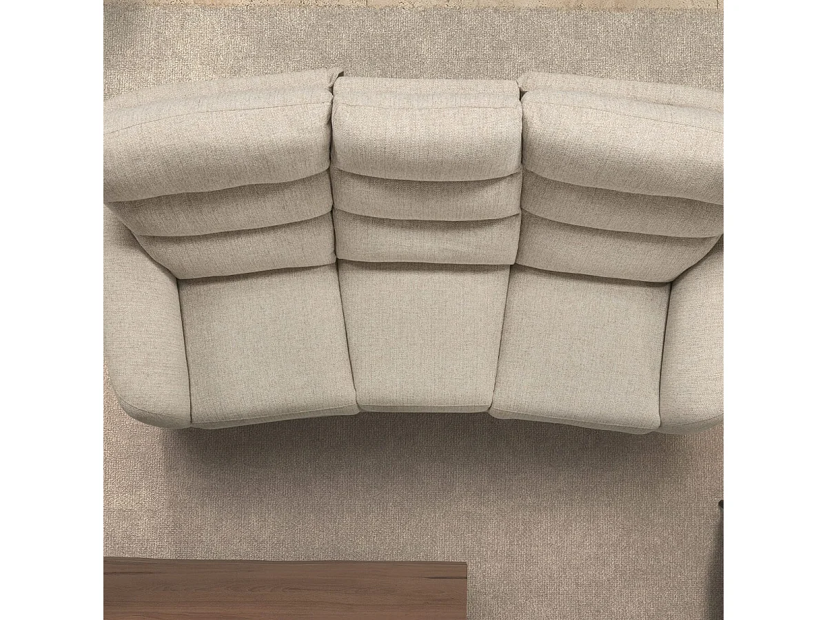 Canapé 3P relax électrique avec tablette centrale tissu beige chiné - VARENNE