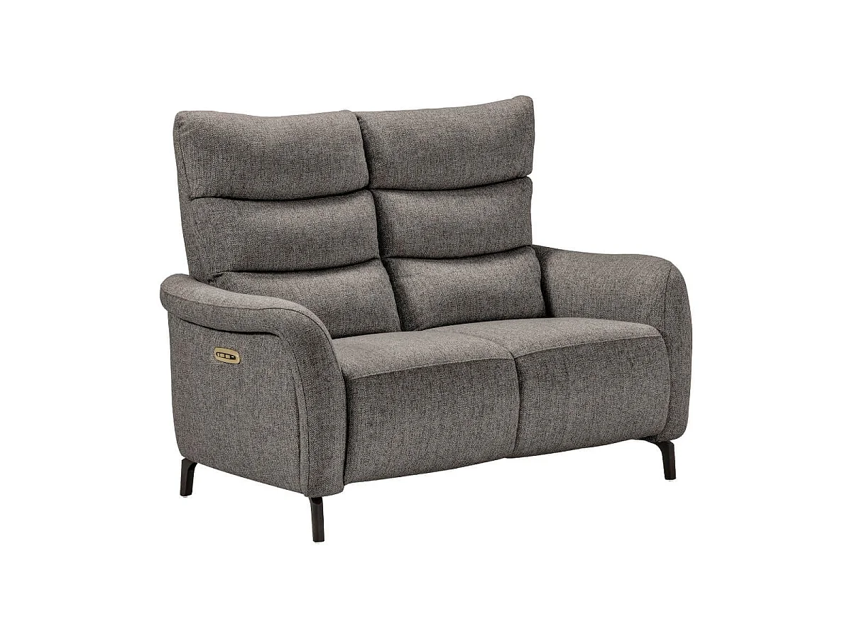 Canapé 2P relax électrique tissu gris - VARENNE