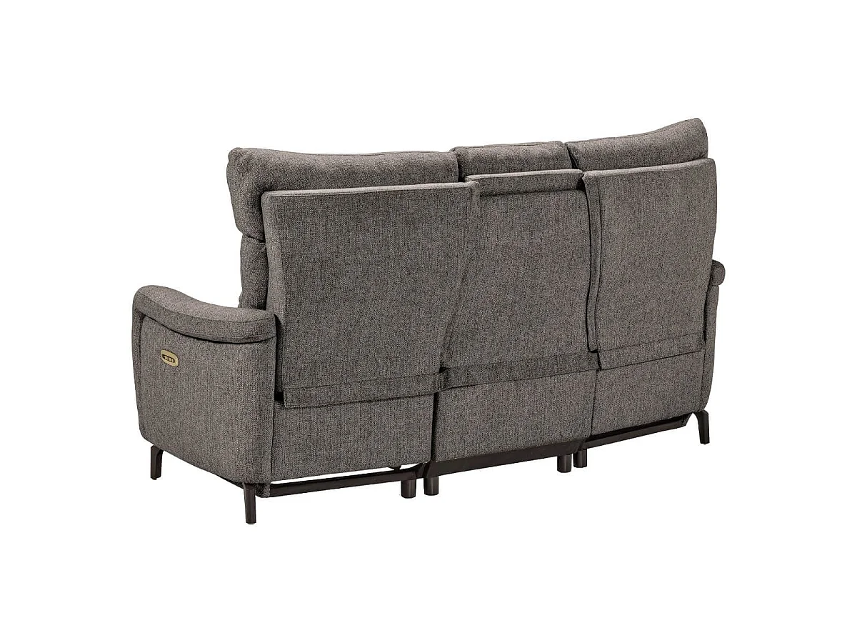Canapé 3P relax électrique avec tablette centrale tissu gris - VARENNE
