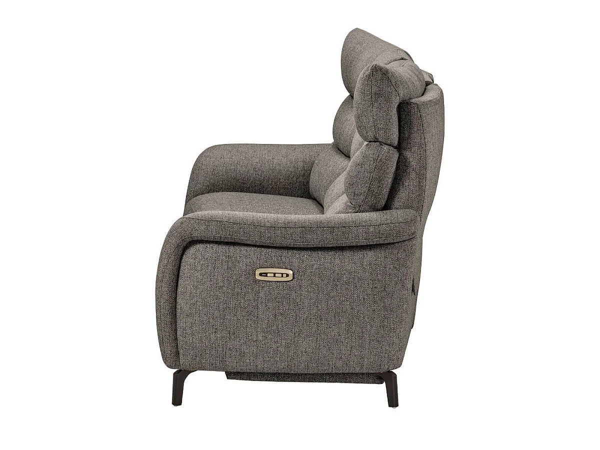 Canapé 3P relax électrique avec tablette centrale tissu gris - VARENNE