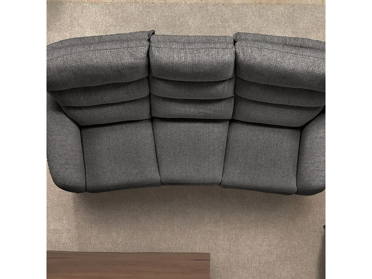 Canapé 3P relax électrique avec tablette centrale tissu gris - VARENNE