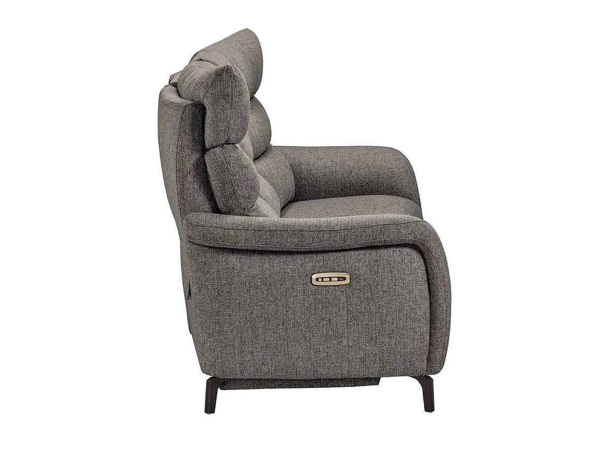 Canapé 3P relax électrique avec tablette centrale tissu gris - VARENNE