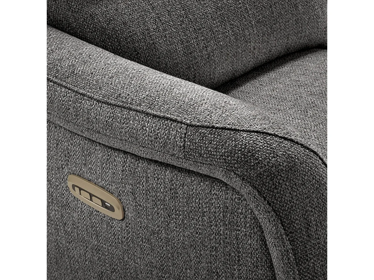 Canapé 3P relax électrique avec tablette centrale tissu gris - VARENNE